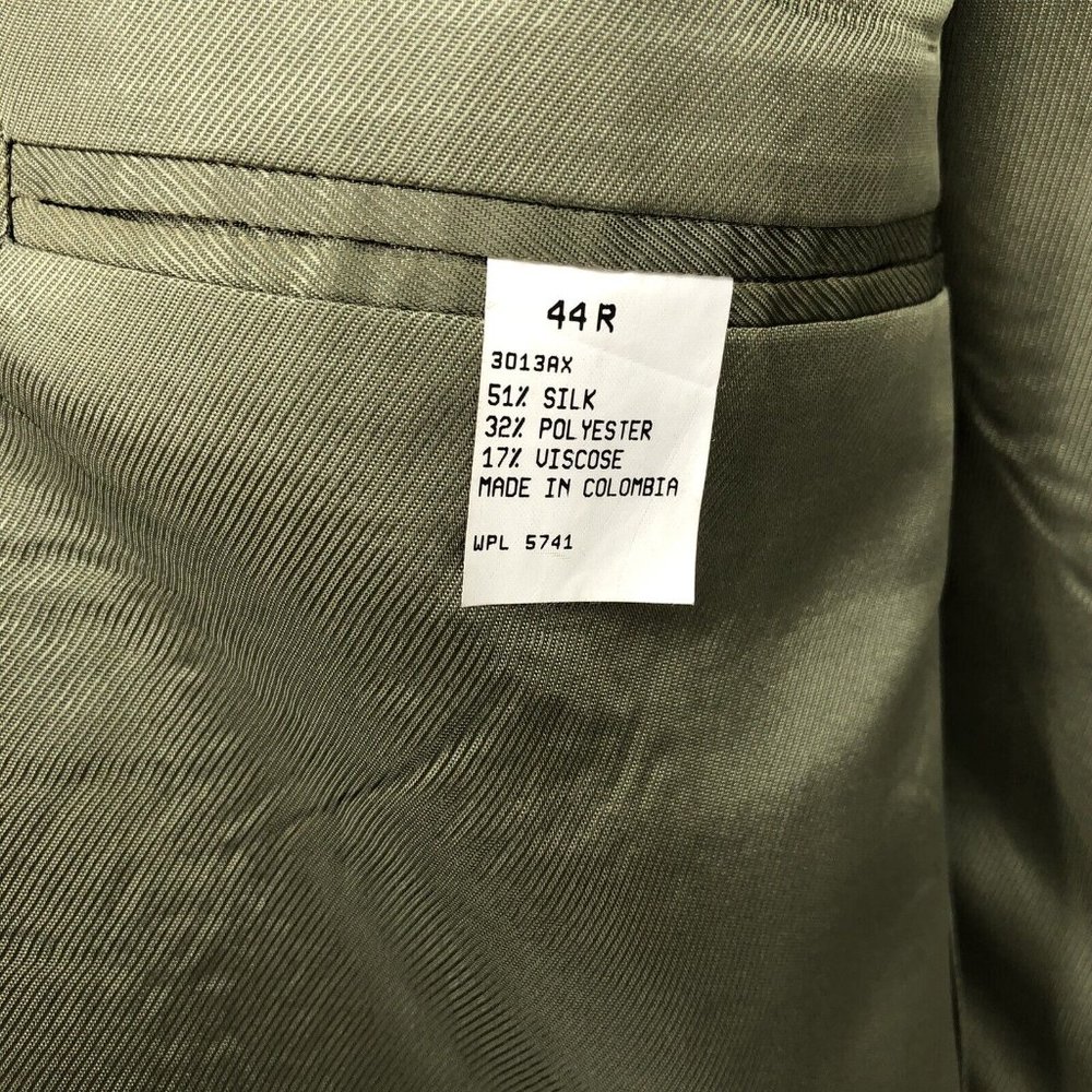 Oscar De La Renta Mens 44R Green Grey Silk Blend Houndstooth Sport Coat Blazer - Picture 6 of 12